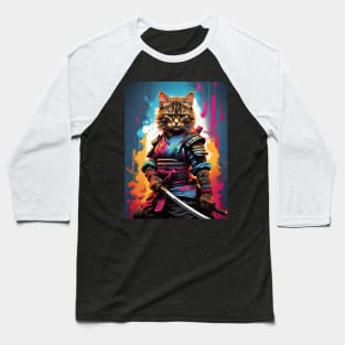 A Fierce Kitten Samurai Baseball T-Shirt